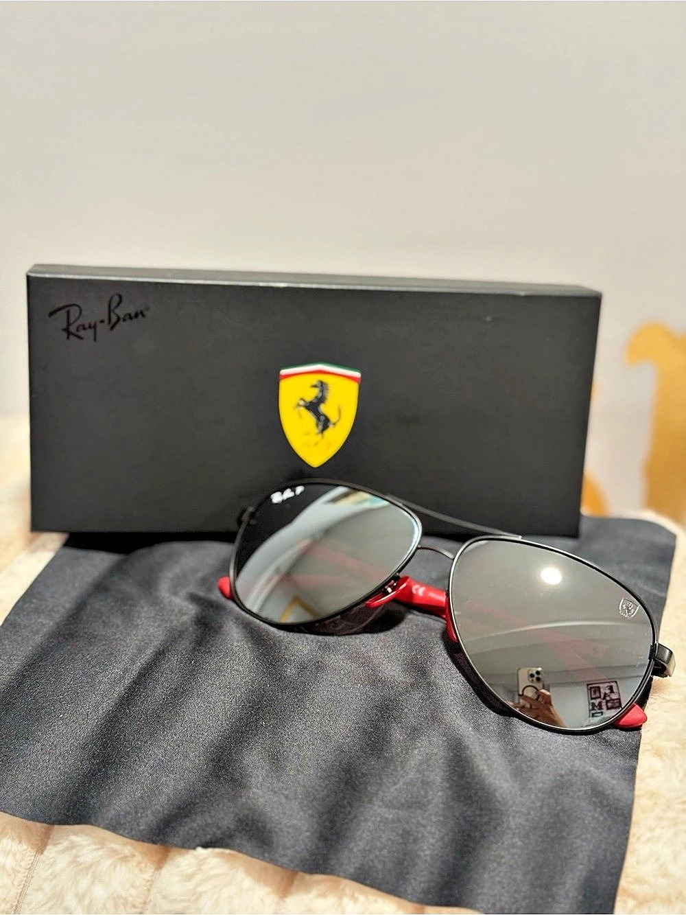 Ray-Ban RB8313-M F002/H2 Polarized Aviator Sunglasses Black & Red